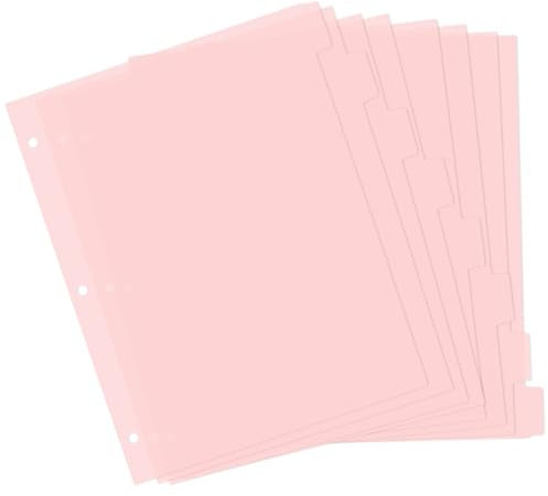 Jeffdad 8 Stück Trennblätter für Ordner A4, Kunststoff Ordner Trennblätter Ordner Register 3 Löcher Seitentrenner Notizbuch Trennblätter Ringbuchregister für Ringbuch Planer Notizbuch(Rosa)