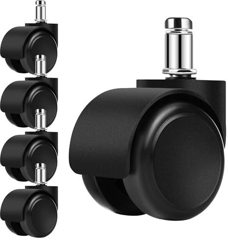OPUHOHR 5 ruedas para sillas de oficina resistentes y resistentes, ruedas de repuesto para silla de ordenador, suelo de madera giratorio y alfombra, ajuste universal, accesorios para sillas giratorias