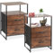 Relaxdays Nachttisch Industrial, 2er Set, HBT 70 x 45 x 42,5 cm, 2 Schubladen, Nachtschrank Schlafzimmer, schwarz/braun
