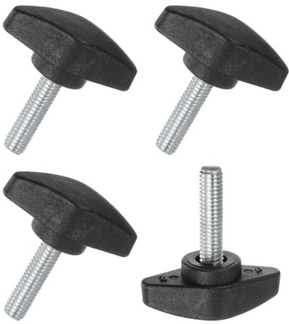 M METERXITY 4 Pcs Vis à Oreilles, M6x25mm Boutons à Ailettes en T, Bouton de Serrage à Poignées en T en Plastiqueb pour Travail du Bois/Machines, Vis à Oreilles à Filetage de Serrage [Noir]