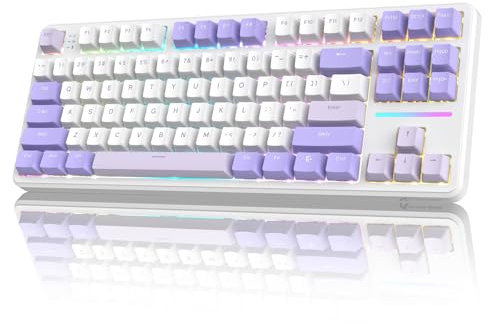 LexonElec X ATTACK SHARK X87 Tastiera Meccanica Wireless, Tri-Mode-BT/2.4G/Cablato, Sostituibile a Caldo, Interruttore lineare, 87 tasti PBT, Guarnizione, Tastiera RGB (Viola)