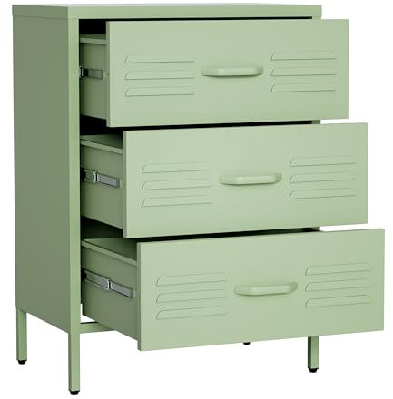 skølm Kommode Atria gün, Sideboard für Wohnzimmer, Metall Kommode mit 3 Schubladen, Metallschrank, Mehrzweckschrank Größe 80x60x38 cm