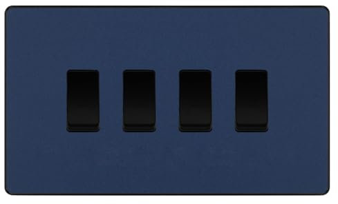 BG Evolve Matt Blue 4 Gang Quad Light Switch PCDDB44B