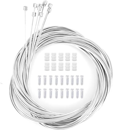 RONMOSNEA 10 Stück Fahrrad Universal Schaltzug Bremszug 2m Lang Stahl Schaltseil Schaltzug mit Endhülse Endkappen Fahrrad Gangseil Fahrrad Zubehör für Mountainbike Rennrad Fahrrad