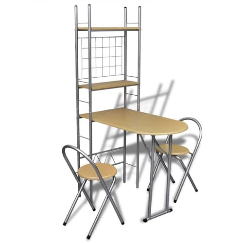 Snsowed Juego de Muebles de Barra de Cocina Plegable con 2 sillas, Mesa Alta Cocina, Mesa Alta Bar, Bar Table Set, Conjunto De Mesa Alta Y sillas, Juego De Comedor