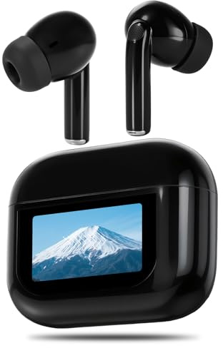 Écouteurs Bluetooth avec écran tactile, écouteurs intra-auriculaires sans fil Bluetooth 5.4, avec réduction du bruit ANC+ENC, étanche IP7, noir