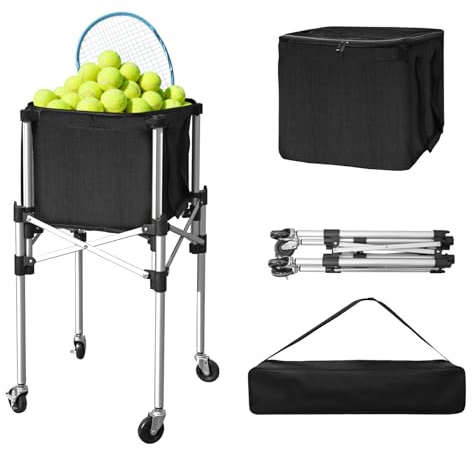NEESEEYEE Retractable Tennis Ball Hopper Holds 180 Balls, Upgraded Tennis Ball Basket, Easy to Use Without Installation for Tennis Training and Teaching