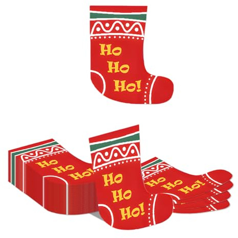 Auroriel 40 Pezzi Tovaglioli di Carta Natalizi Calze di Natale Tovaglioli Tenda Tavola Decorazione Monouso Festiva Party Decorazione Natale Avvento Nikolaus Festa di Nata