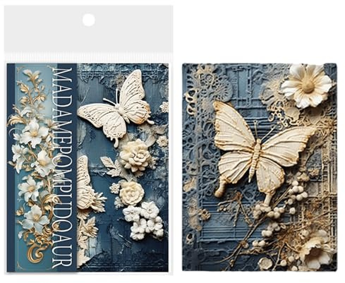 Carta Floreale Per Album – Elegante Blocco Di Carta | Fogli Artigianali Leggeri Da 14x10,5 Cm | Ideale Per Collage, Cartoline Fatte A Mano E Progetti Artistici Creativi