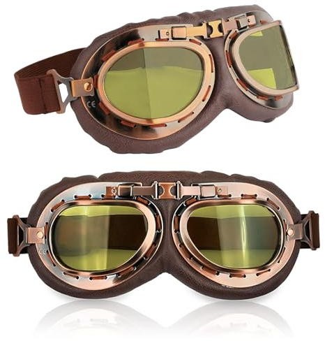 PANYI Pilotglasögon glasögon motorcykel vintage cykelglasögon motocross glasögon | Glasögon Hjälm Motorcykel Glasögon Cyklist Glasögon Vindtäta Glasögon Motorcykelglasögon för Utomhusaktiviteter Klar syn