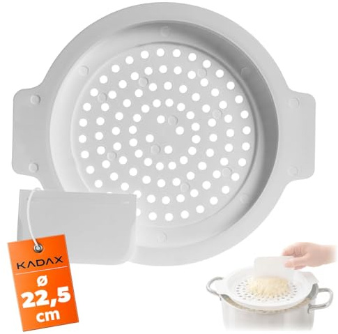 KADAX Colino per spätzle, diametro 22,5 cm, con raschietto, grattugia per spätzle in plastica per una facile produzione di spätzle e bottoni fatti in casa, per pentole, pressa per spätzle