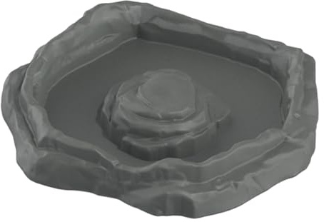 FytStycale Bol d'eau pour Reptile Gamelle pour Bol de Nourriture pour Reptiles Plateau d'alimentation Multifonction Imitation Pierre pour, Gray S