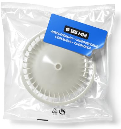 Fläkthjul för torktumlare Ø 155 mm med originalkod 488000526646 488000860600 C00526646 C00860600 för Bauknecht för bubbelpool för indesit för Philips för Ariston för Hotpoint