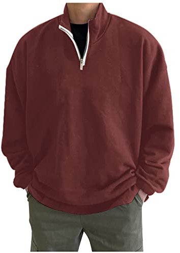 Sweatjacka utan huva med ståkrage huvtröja herr, lätt tröja | Sweatshirt jacka herr oversized, ventilerande enkel långärmad skjorta mjuk långärmad bekväm fritidsskjorta slip-skjorta