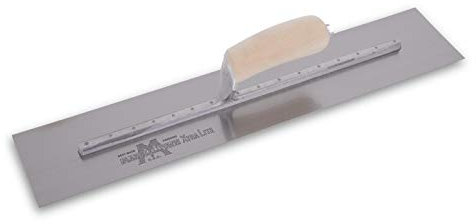 Frattazzo lisciante Marshalltown con manico curvo in legno, in acciaio al carbonio, molto adatto per pavimenti e calcestruzzo, dimensioni: 508x127 mm