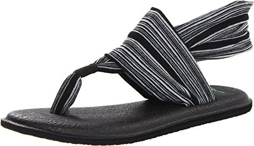Sanuk Damen Yoga Sling 2 Sandale, Black White Jersey, 37 EU