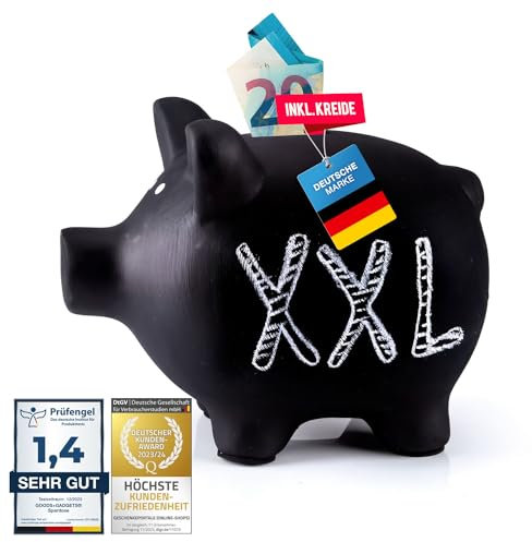 Sparschwein aus Keramik zum Beschriften mit Kreide - Kreidetafel Spardose Sparbüchse (XXL)