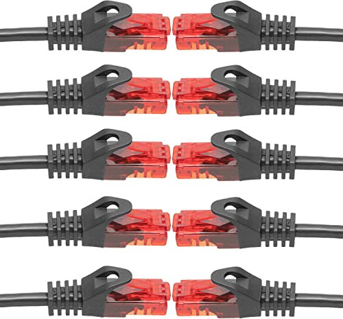 BIGtec 10 Stück – 10m LAN Kabel Netzwerkkabel Patchkabel Ethernet 2 x RJ45 Stecker High Speed schwarz kompatibel zu Cat.5 Cat.6 Cat.7 Cat.8 Switch Router Modem Patchpanel Access Point Patchfeld