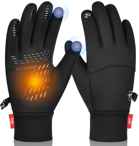 Yobenki Warm Winter Gloves - Anti Slip Touchscreen Windproof Water Resistant Thermal Gloves for Cold Weather Cycling, Running, Walking, Riding, Driving