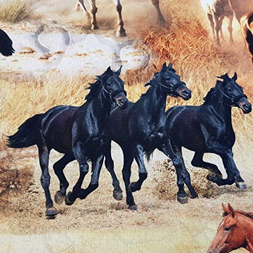 Stoff Meterware Baumwolle Pferde Pferd Mustang Haflinger Wildpferde Digitaldruck Fotodruck