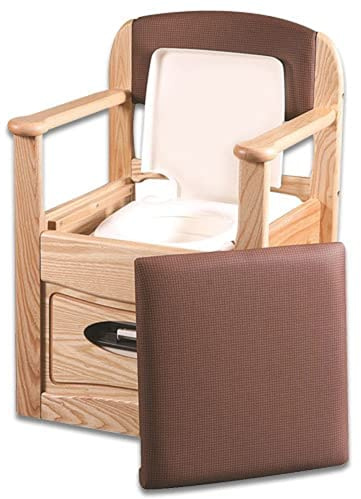 NRS Modern Royale Flushing Commode Chair with Vinyl Seat, Large, Brown