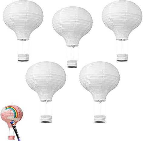 5 Piezas Decoración Papel Globo Aire Caliente, Faroles y Globos de Papel para Fiesta Bienvenida Al Bebé, Boda y Cumpleaños DIY