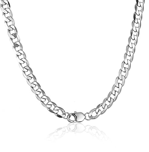 AFSTALR Chaine Cubaine Gourmette Homme Collier Miami Argent Chaine Acier Inoxydable 9mm Longueur 65cm