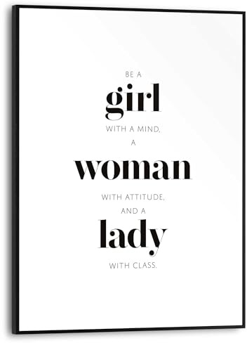 REINDERS Gerahmtes Bild, Lady, Home Office, Bilder, Wanddeko, Room Decor, MDF, Schwarz-Weiß, 40 x 30