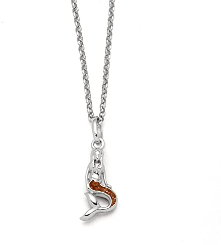 DUR Collana a forma di sirena in argento sterling 925 impreziosita da ambra, marrone/argento, 42 cm, K2776, 42 cm, Argento sterling, Ambra