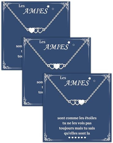 CheersLife Cadeau Meilleure Amie,Collier D'amitié pour 3,Collier Amitié Fille,Cadeau Amie Femme,Anniversaire Femme Sœurs
