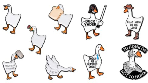 9 Pieces Goose Enamel Pin Set, Letter Lapel Pins and Duck Brooches, Decorative Badges for Clothes and Backpack