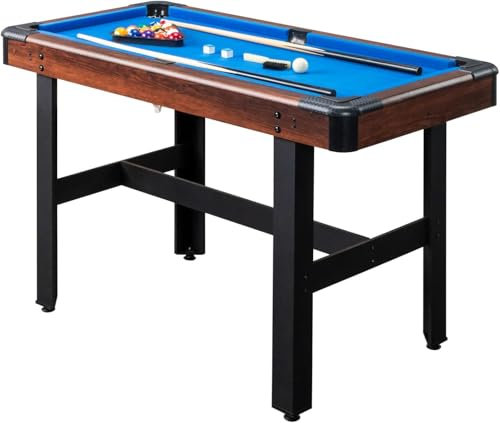 Bonnlo Billardtisch mit Zubehör (2 Queues, 1x Satz Billardkugeln, 1 Kreiden & Dreieck & Bürste), Tischbillard klappbar für Kinder & Erwachsene, 122x61x76 cm, Blau