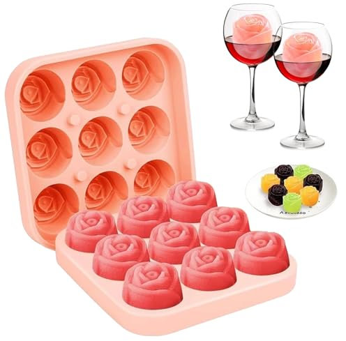 Moule à Glaçons en Silicone – Avec Couvercle, Sans BPA, Créez des Glaçons Design pour Cocktails/Boissons/Café (Rose)