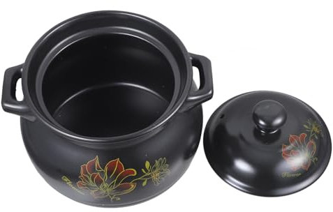 Alipis Olla De Para Estofado y Sopa 4 Litros Negra Con Ventilación Material Cerámico Ahorro De Energía Cocina Casera