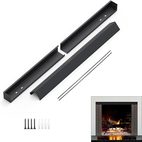 Fireplace Curtain Rod Kit,Ompinda Adjustable Fireplace Spark Mesh Screen Rod and Valance Set for Indoor Fireplace