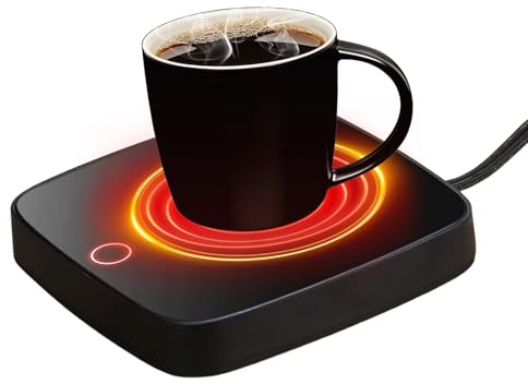 Fancysky Scalda Tazze Elettrico per Caffè, Scaldatazza Elettrico, Scaldabibite con Tre Livelli di Temperatura, 55 °C a Temperatura Costante e Superficie in Vetro Temperato Impermeabile