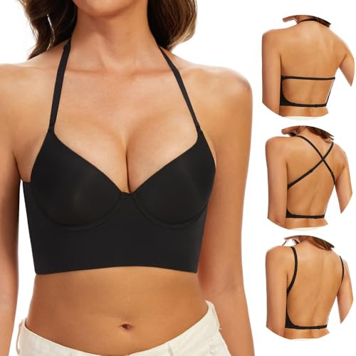 MimiChic Soutien-Gorge Dos Nu-Léger Rembourrage Invisible Bretelles | Dos Nu et Dos Transparent, À Armatures Convertible, Sans Coutures, Idéal Pour Robes Dos Nu et Tops à Dos Bas