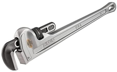 RIDGID 31105 Model 824 Aluminium Straight Pipe Wrench,Plumbing Wrench,Grey, 24-inch