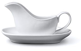Wm Bartleet & Sons Porcelain Traditional Mini Sauce Boat with Stand/Saucer 114ml - White