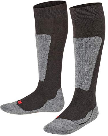 FALKE Unisex Kinder Skisocken Active Ski K Kh Wolle Funktionsmaterial warm dick 1 Paar, Schwarz Black 3000, 27-30