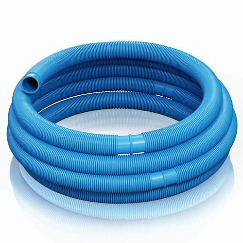 Wiltec Tuyau piscine bleu – 21 m de long, Ø 32 mm – Tuyau solaire flottant à sections préformées – 165 g/m – made in Europe – Boyau d’aspiration solaire