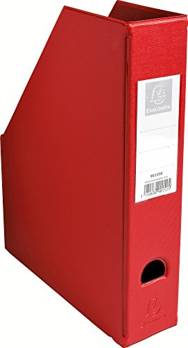 Exacompta - Ref 90155E - PVC Magazine File - Suitable for Storing A4 Documents,70mm Spine, Construction from 2mm Rigid PVC, Finger Hole & Label on Spine -Red