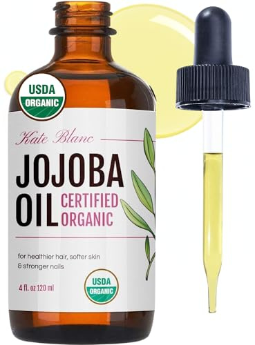 Kate Blanc Cosmetics Jojoba Oil for Softer Hair & Smoother Skin. Gua Sha Oil for Face & Dermaplaning (4oz, Organic, 100% Pure, Natural)