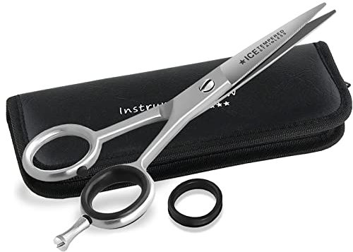 Hochwertige Bartschere Mikroverzahnung 4,5 Zoll Friseurschere Haarschere mit edlem Aufbewahrungs-Etui rostfreier Qualitätsstahl