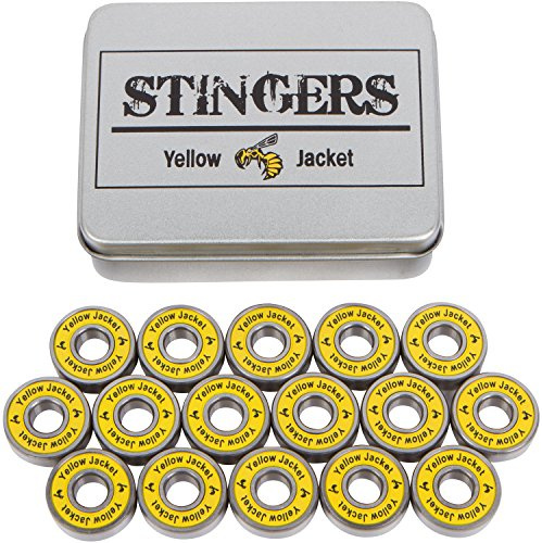 Yellow Jacket Premium Inline Skate Bearings, Roller Skate Bearings, 608, ABEC 11, Yellow Jacket (Pack of 16)
