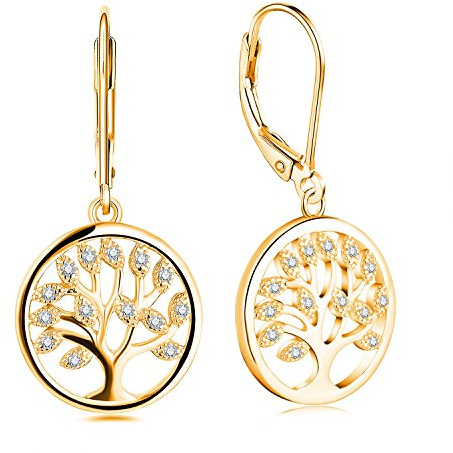 JO WISDOM Damörhängen, 925 sterling silver släktträd av liv droppe & dinglande örhängen
