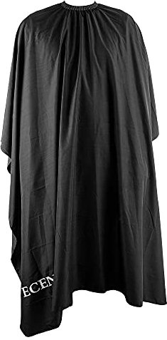 ECENCE Friseurumhang mit professionellem Hakenverschluss - Haarschneideumhang Schwarz 150x120cm, wasserabweisend, Barber Cape für Friseursalon