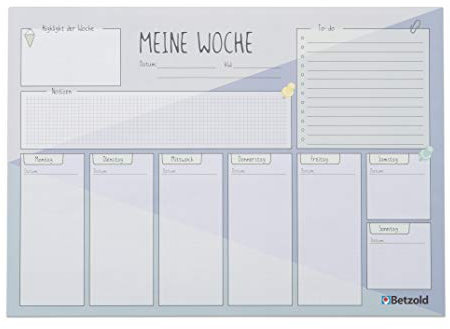 Betzold - Schreibtischunterlage Wochenplan, DIN A2, 60 Blatt - Bürobedarf