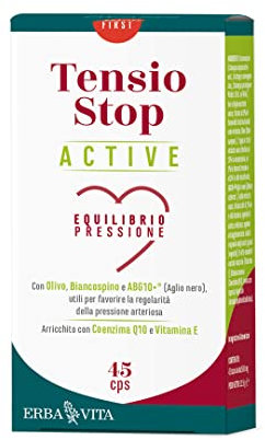 ERBA VITA Tensio Stop Active integratore alimentare per l’equilibrio della pressione con Olivo, Biancospino e Aglio nero