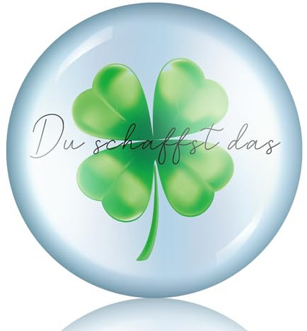 Otuuz Kleeblatt Glücksbringer Du Schaffst Das Charms Vierblättriger Klee Glücksbringer mit Aufbewahrungstasche Hoffnung Glücksgeschenke für Frauen, Männer, Paare, Freunde, Familie (Rund)